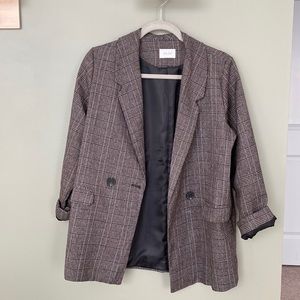 Brown plaid blazer (One size)